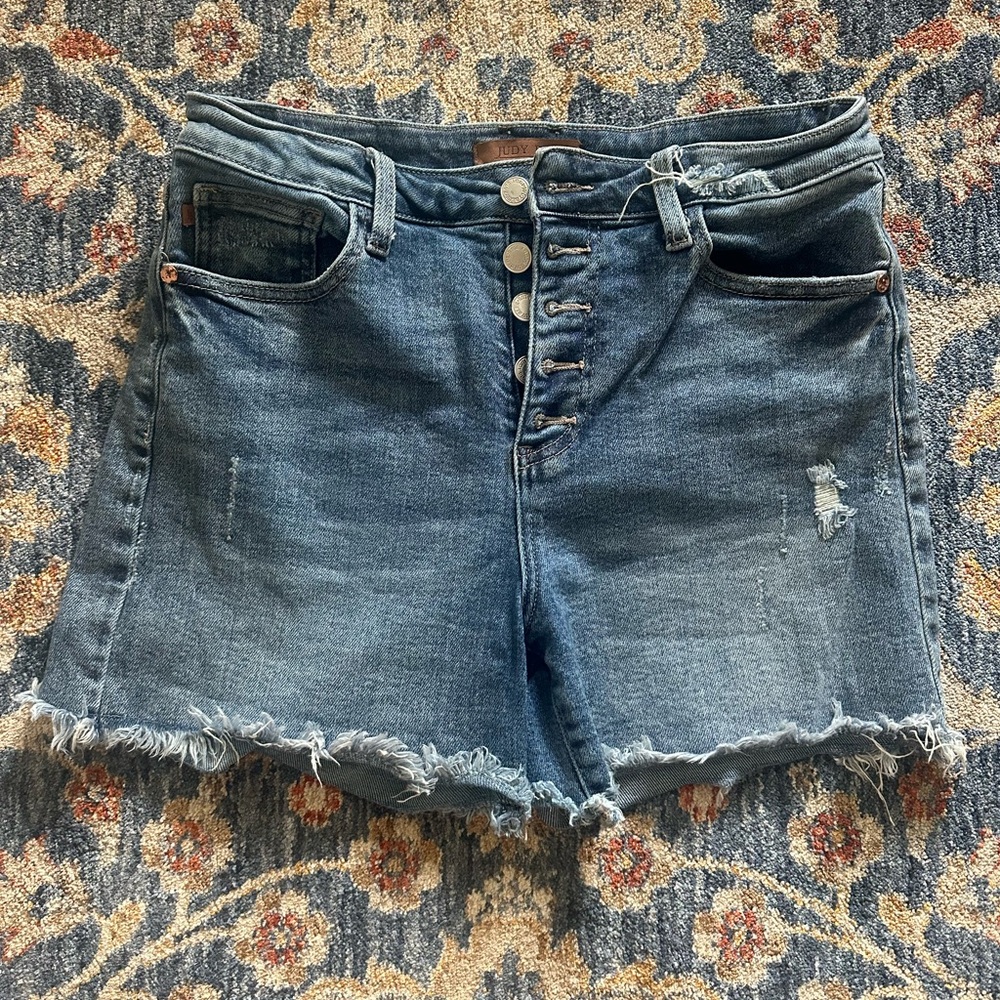 Judy Blue Distressed Blue Jean Shorts